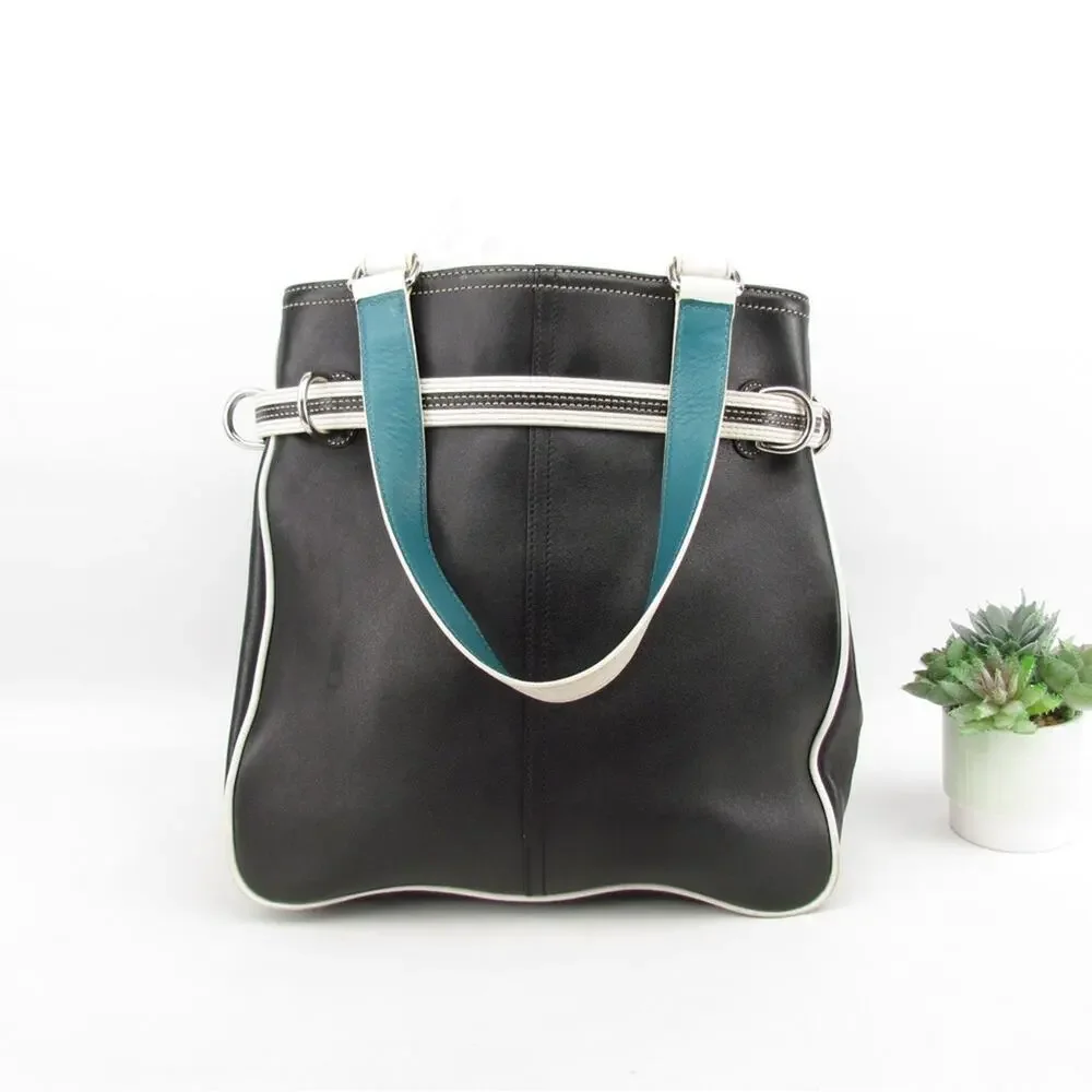 Authentic Coach Black White Leather Shoulder Bag